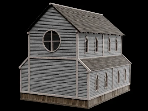 WILD WEST WESTERN CHURCH CHAPEL CATHEDRAL TEMPLE COLLECTION Low-poly 3D Model