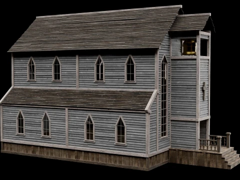 WILD WEST WESTERN CHURCH CHAPEL CATHEDRAL TEMPLE COLLECTION Low-poly 3D Model