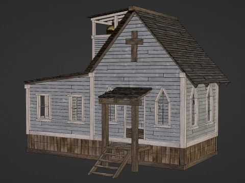 WILD WEST WESTERN CHURCH CHAPEL CATHEDRAL TEMPLE COLLECTION Low-poly 3D Model