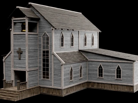 WILD WEST WESTERN CHURCH CHAPEL CATHEDRAL TEMPLE COLLECTION Low-poly 3D Model