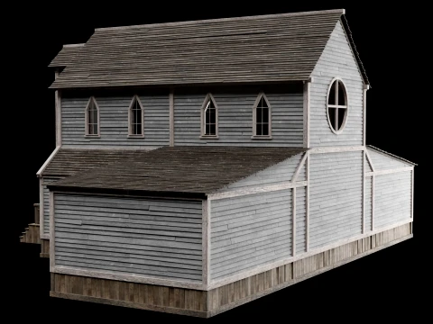WILD WEST WESTERN CHURCH CHAPEL CATHEDRAL TEMPLE COLLECTION Low-poly 3D Model