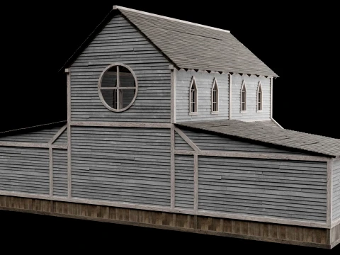 WILD WEST WESTERN CHURCH CHAPEL CATHEDRAL TEMPLE COLLECTION Low-poly 3D Model