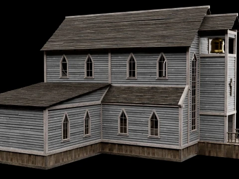 WILD WEST WESTERN CHURCH CHAPEL CATHEDRAL TEMPLE COLLECTION Low-poly 3D Model