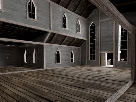 WILD WEST WESTERN CHURCH CHAPEL CATHEDRAL TEMPLE COLLECTION Low-poly 3D Model