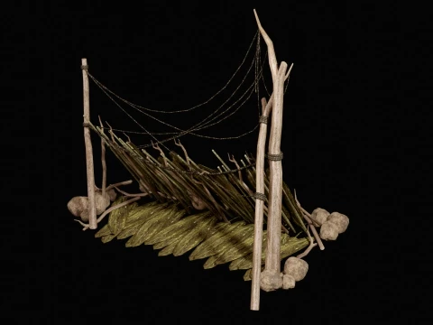 JUNGLE SWAMP SHELTER HUT HUNTER WILD TENT AAA COLLECTION Low-poly 3D Model