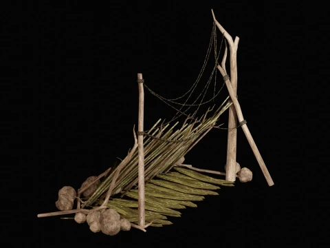 JUNGLE SWAMP SHELTER HUT HUNTER WILD TENT AAA COLLECTION Low-poly 3D Model