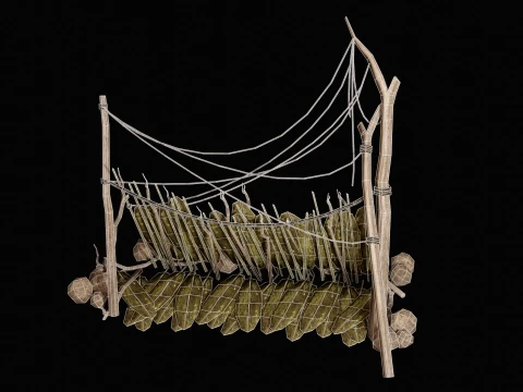 JUNGLE SWAMP SHELTER HUT HUNTER WILD TENT AAA COLLECTION Low-poly 3D Model