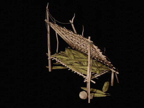 JUNGLE SWAMP SHELTER HUT HUNTER WILD TENT AAA COLLECTION Low-poly 3D Model