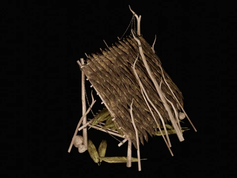 JUNGLE SWAMP SHELTER HUT HUNTER WILD TENT AAA COLLECTION Low-poly 3D Model