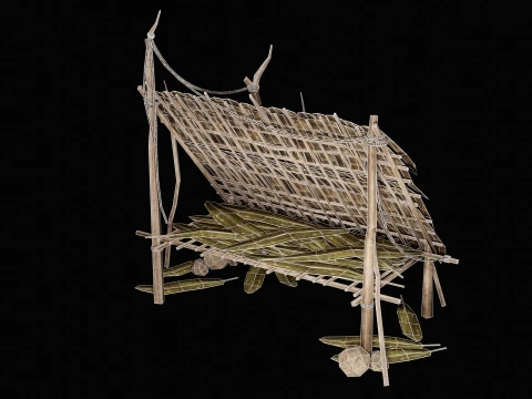 JUNGLE SWAMP SHELTER HUT HUNTER WILD TENT AAA COLLECTION Low-poly 3D Model