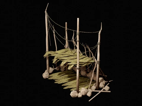 JUNGLE SWAMP SHELTER HUT HUNTER WILD TENT AAA COLLECTION Low-poly 3D Model