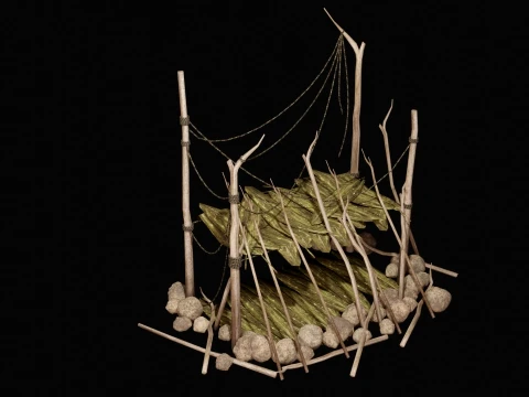 JUNGLE SWAMP SHELTER HUT HUNTER WILD TENT AAA COLLECTION Low-poly 3D Model