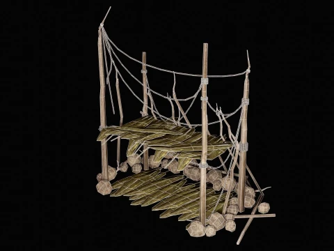 JUNGLE SWAMP SHELTER HUT HUNTER WILD TENT AAA COLLECTION Low-poly 3D Model