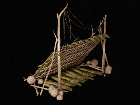 JUNGLE SWAMP SHELTER HUT HUNTER WILD TENT AAA COLLECTION Low-poly 3D Model