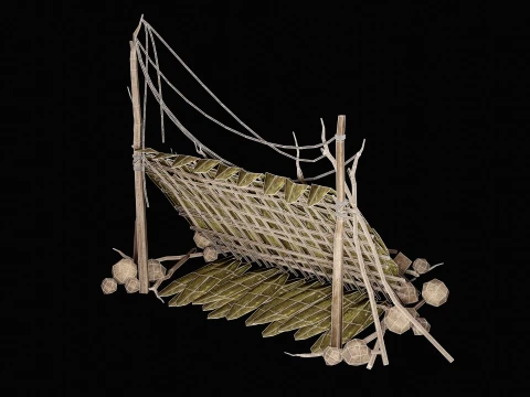 JUNGLE SWAMP SHELTER HUT HUNTER WILD TENT AAA COLLECTION Low-poly 3D Model