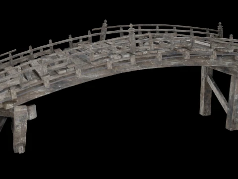 DESTROYED WOODEN BRIDGE MEDIEVAL FANTASY ROAD OLD COLLECTION Low-poly 3D Model