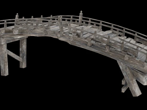 DESTROYED WOODEN BRIDGE MEDIEVAL FANTASY ROAD OLD COLLECTION Low-poly 3D Model