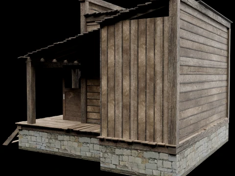 WILD WEST WESTERN HOUSE HUT COTTAGE CABIN BUILDING COLLECTION Low-poly 3D Model