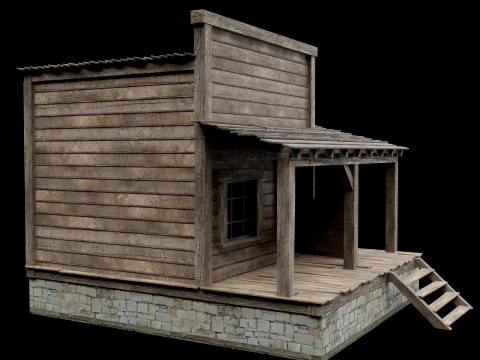 WILD WEST WESTERN HOUSE HUT COTTAGE CABIN BUILDING COLLECTION Low-poly 3D Model