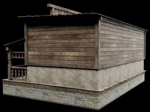 WILD WEST WESTERN HOUSE HUT COTTAGE CABIN BUILDING COLLECTION Low-poly 3D Model