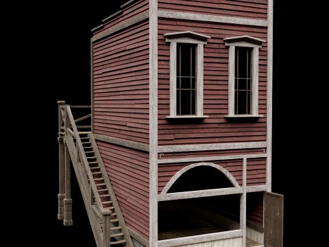 WILD WEST WESTERN HOUSE HUT COTTAGE CABIN BUILDING COLLECTION Low-poly 3D Model