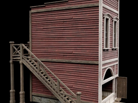 WILD WEST WESTERN HOUSE HUT COTTAGE CABIN BUILDING COLLECTION Low-poly 3D Model