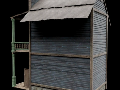 WILD WEST WESTERN HOUSE HUT COTTAGE CABIN BUILDING COLLECTION Low-poly 3D Model
