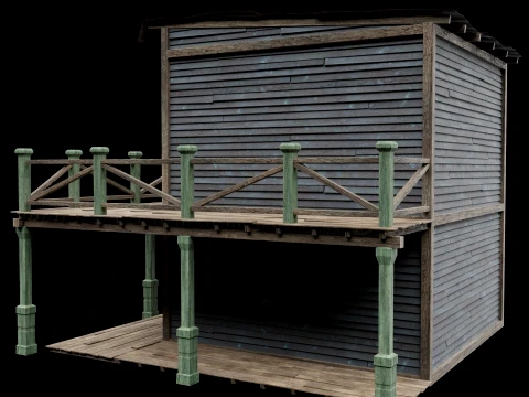 WILD WEST WESTERN HOUSE HUT COTTAGE CABIN BUILDING COLLECTION Low-poly 3D Model