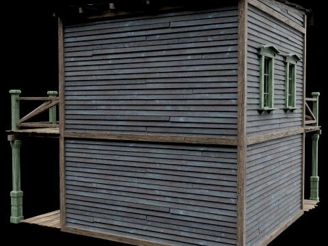 WILD WEST WESTERN HOUSE HUT COTTAGE CABIN BUILDING COLLECTION Low-poly 3D Model
