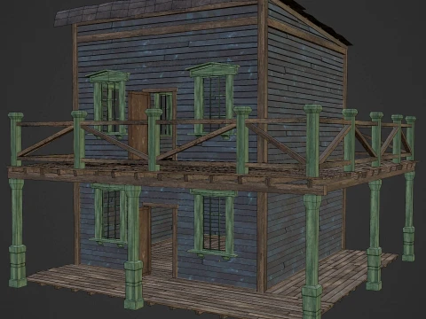 WILD WEST WESTERN HOUSE HUT COTTAGE CABIN BUILDING COLLECTION Low-poly 3D Model