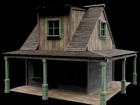 WILD WEST WESTERN HOUSE HUT COTTAGE CABIN BUILDING COLLECTION Low-poly 3D Model