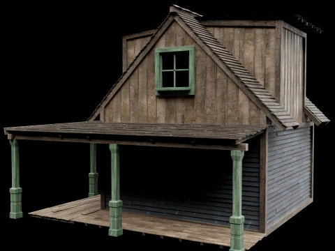 WILD WEST WESTERN HOUSE HUT COTTAGE CABIN BUILDING COLLECTION Low-poly 3D Model