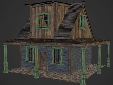 WILD WEST WESTERN HOUSE HUT COTTAGE CABIN BUILDING COLLECTION Low-poly 3D Model