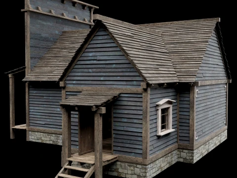 WILD WEST WESTERN HOUSE HUT COTTAGE CABIN BUILDING COLLECTION Low-poly 3D Model