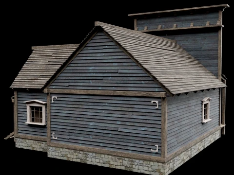 WILD WEST WESTERN HOUSE HUT COTTAGE CABIN BUILDING COLLECTION Low-poly 3D Model