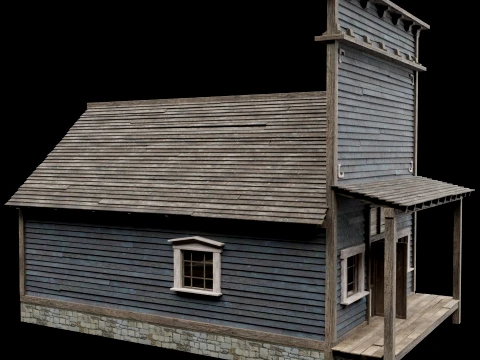WILD WEST WESTERN HOUSE HUT COTTAGE CABIN BUILDING COLLECTION Low-poly 3D Model