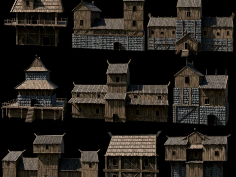 VIKING NORSE FORTRESS FORT WATCHTOWER TOWER MEDIEVAL COLLECTION Low-poly 3D Model