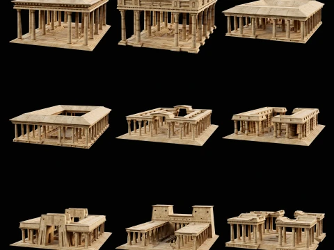 EGYPTIAN ANCIENT ATRIUM TEMPLE EGYPT BATHHOUSE COLLECTION Low-poly 3D Model