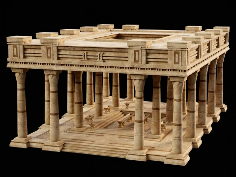 EGYPTIAN ANCIENT ATRIUM TEMPLE EGYPT BATHHOUSE COLLECTION Low-poly 3D Model