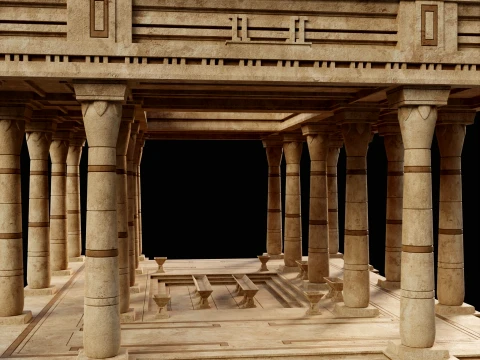 EGYPTIAN ANCIENT ATRIUM TEMPLE EGYPT BATHHOUSE COLLECTION Low-poly 3D Model