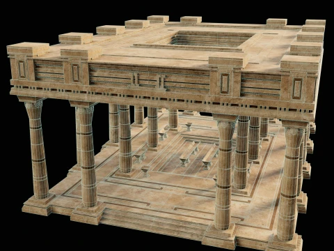 EGYPTIAN ANCIENT ATRIUM TEMPLE EGYPT BATHHOUSE COLLECTION Low-poly 3D Model