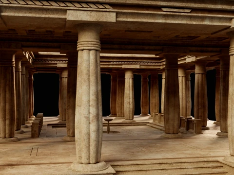 EGYPTIAN ANCIENT ATRIUM TEMPLE EGYPT BATHHOUSE COLLECTION Low-poly 3D Model