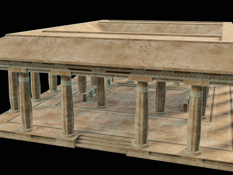 EGYPTIAN ANCIENT ATRIUM TEMPLE EGYPT BATHHOUSE COLLECTION Low-poly 3D Model