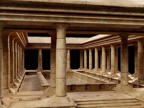 EGYPTIAN ANCIENT ATRIUM TEMPLE EGYPT BATHHOUSE COLLECTION Low-poly 3D Model