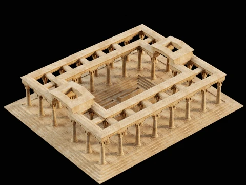 EGYPTIAN ANCIENT ATRIUM TEMPLE EGYPT BATHHOUSE COLLECTION Low-poly 3D Model