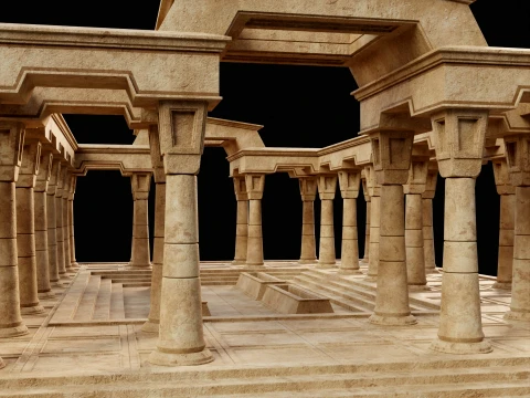 EGYPTIAN ANCIENT ATRIUM TEMPLE EGYPT BATHHOUSE COLLECTION Low-poly 3D Model