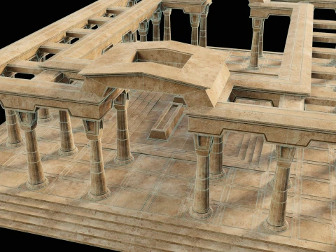 EGYPTIAN ANCIENT ATRIUM TEMPLE EGYPT BATHHOUSE COLLECTION Low-poly 3D Model