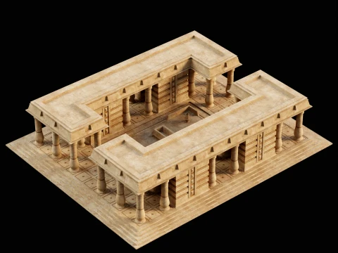 EGYPTIAN ANCIENT ATRIUM TEMPLE EGYPT BATHHOUSE COLLECTION Low-poly 3D Model