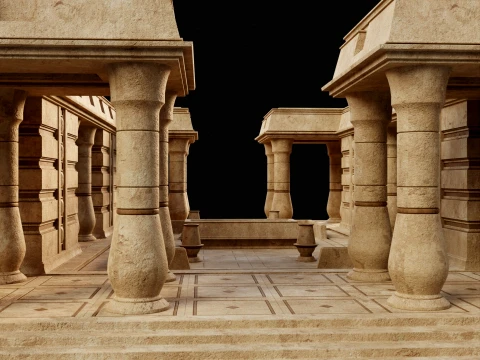 EGYPTIAN ANCIENT ATRIUM TEMPLE EGYPT BATHHOUSE COLLECTION Low-poly 3D Model