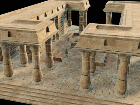 EGYPTIAN ANCIENT ATRIUM TEMPLE EGYPT BATHHOUSE COLLECTION Low-poly 3D Model